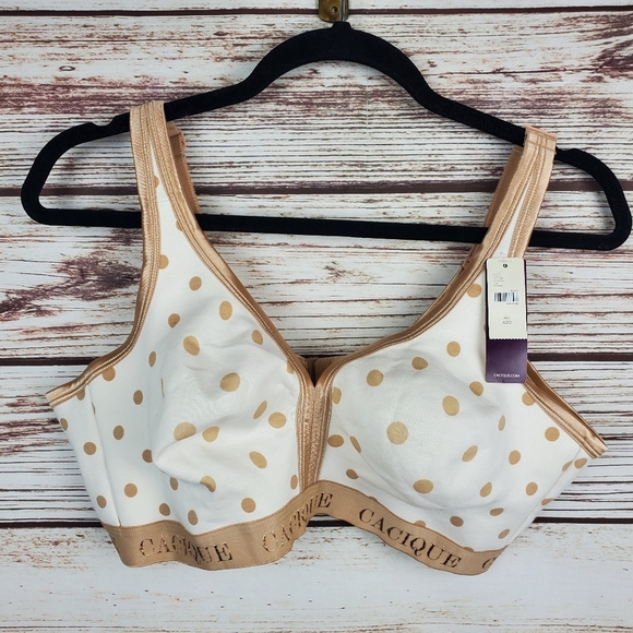 NWT Cacique Lane Bryant 42D Polka Dot Comfort Solution Wire Free Wireless Bra - Picture 1 of 8